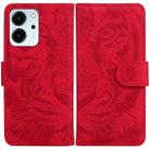 For Honor 80 SE Tiger Embossing Pattern Leather Phone Case(Red) - 1