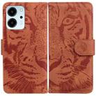 For Honor 80 SE Tiger Embossing Pattern Leather Phone Case(Brown) - 1