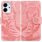 For Honor 80 SE Tiger Embossing Pattern Leather Phone Case(Pink) - 1