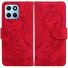 For Honor X8 5G Tiger Embossing Pattern Leather Phone Case(Red) - 1