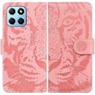 For Honor X8 5G Tiger Embossing Pattern Leather Phone Case(Pink) - 1