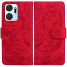 For Honor X7a Tiger Embossing Pattern Leather Phone Case(Red) - 1