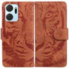 For Honor X7a Tiger Embossing Pattern Leather Phone Case(Brown) - 1