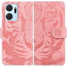 For Honor X7a Tiger Embossing Pattern Leather Phone Case(Pink) - 1