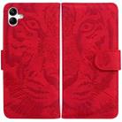 For Samsung Galaxy A04e / F04 / M04 Tiger Embossing Pattern Leather Phone Case(Red) - 1