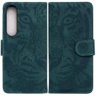 For Sony Xperia 1 IV 2023 Tiger Embossing Pattern Leather Phone Case(Green) - 1