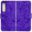 For Sony Xperia 1 IV 2023 Tiger Embossing Pattern Leather Phone Case(Purple) - 1
