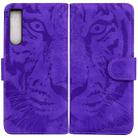 For Sony Xperia 10 IV 2023 Tiger Embossing Pattern Leather Phone Case(Purple) - 1