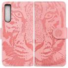 For Sony Xperia 10 IV 2023 Tiger Embossing Pattern Leather Phone Case(Pink) - 1
