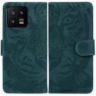 For Xiaomi 13 5G Tiger Embossing Pattern Leather Phone Case(Green) - 1