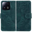 For Xiaomi 13 Pro Tiger Embossing Pattern Leather Phone Case(Green) - 1