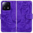 For Xiaomi 13 Pro Tiger Embossing Pattern Leather Phone Case(Purple) - 1