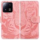 For Xiaomi 13 Pro Tiger Embossing Pattern Leather Phone Case(Pink) - 1