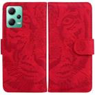 For Xiaomi Redmi Note 12 5G Tiger Embossing Pattern Leather Phone Case(Red) - 1