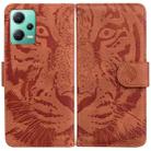 For Xiaomi Redmi Note 12 5G Tiger Embossing Pattern Leather Phone Case(Brown) - 1