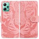 For Xiaomi Redmi Note 12 5G Tiger Embossing Pattern Leather Phone Case(Pink) - 1