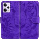 For Xiaomi Redmi Note 12 Pro 5G Tiger Embossing Pattern Leather Phone Case(Purple) - 1