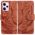 For Xiaomi Redmi Note 12 Pro 5G Tiger Embossing Pattern Leather Phone Case(Brown) - 1