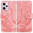 For Xiaomi Redmi Note 12 Pro 5G Tiger Embossing Pattern Leather Phone Case(Pink) - 1