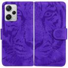 For Xiaomi Redmi Note 12 Pro+ Tiger Embossing Pattern Leather Phone Case(Purple) - 1