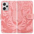 For Xiaomi Redmi Note 12 Pro+ Tiger Embossing Pattern Leather Phone Case(Pink) - 1