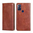 For Motorola Moto G Play 2023 Gloss Oil Solid Color Magnetic Leather Phone Case(Brown) - 1