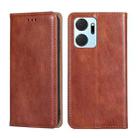 For Honor X7A Gloss Oil Solid Color Magnetic Leather Phone Case(Brown) - 1