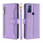 For Motorola Moto G Play 2023 Sheep Texture Cross-body Zipper Wallet Leather Phone Case(Purple) - 1