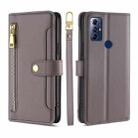 For Motorola Moto G Play 2023 Sheep Texture Cross-body Zipper Wallet Leather Phone Case(Grey) - 1