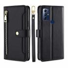 For Motorola Moto G Play 2023 Sheep Texture Cross-body Zipper Wallet Leather Phone Case(Black) - 1