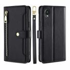 For Kyocera Digno BX2-Digno SX2-A101KC Sheep Texture Cross-body Zipper Wallet Leather Phone Case(Black) - 1