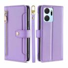 For Honor X7A Sheep Texture Cross-body Zipper Wallet Leather Phone Case(Purple) - 1