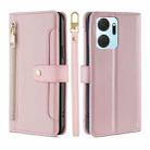 For Honor X7A Sheep Texture Cross-body Zipper Wallet Leather Phone Case(Pink) - 1