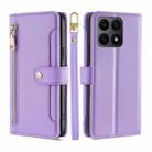 For Honor X8A Sheep Texture Cross-body Zipper Wallet Leather Phone Case(Purple) - 1