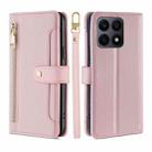 For Honor X8A Sheep Texture Cross-body Zipper Wallet Leather Phone Case(Pink) - 1