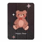 For iPad Air 2022 / 2020 10.9 Acrylic Painted 3-fold Holder Leather Tablet Case(Happy Bear) - 1