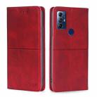 For Motorola Moto G Play 2023 Cow Texture Magnetic Horizontal Flip Leather Phone Case(Red) - 1