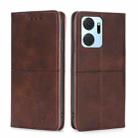 For Honor X7A Cow Texture Magnetic Horizontal Flip Leather Phone Case(Dark Brown) - 1