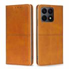 For Honor X8A Cow Texture Magnetic Horizontal Flip Leather Phone Case(Light Brown) - 1