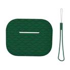 For AirPods Pro 2 Wave Pattern Silicone Earphone Case(Dark Green) - 1