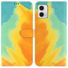 For Motorola Moto G73 Watercolor Pattern Flip Leather Phone Case(Autumn Leaf) - 1