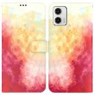 For Motorola Moto G73 Watercolor Pattern Flip Leather Phone Case(Spring Cherry) - 1