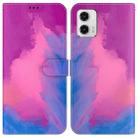 For Motorola Moto G73 Watercolor Pattern Flip Leather Phone Case(Purple Red) - 1