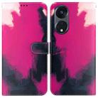 For OPPO Reno8 T 5G / A1 Pro 5G Watercolor Pattern Flip Leather Phone Case(Berry) - 1