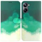 For Realme 10 Pro 5G Watercolor Pattern Flip Leather Phone Case(Cyan Green) - 1