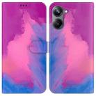 For Realme 10 Pro 5G Watercolor Pattern Flip Leather Phone Case(Purple Red) - 1