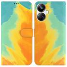 For Realme 10 Pro+ Watercolor Pattern Flip Leather Phone Case(Autumn Leaf) - 1