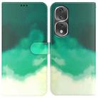 For Honor 80 Pro Watercolor Pattern Flip Leather Phone Case(Cyan Green) - 1