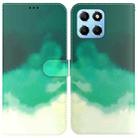 For Honor X8 5G Watercolor Pattern Flip Leather Phone Case(Cyan Green) - 1