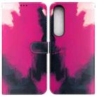 For Sony Xperia 1 IV 2023 Watercolor Pattern Flip Leather Phone Case(Berry) - 1